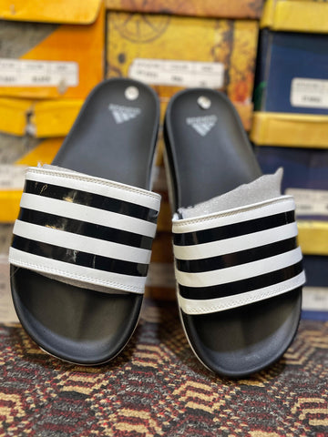 AD Three Stripes Soft Sole Slides - Black/White