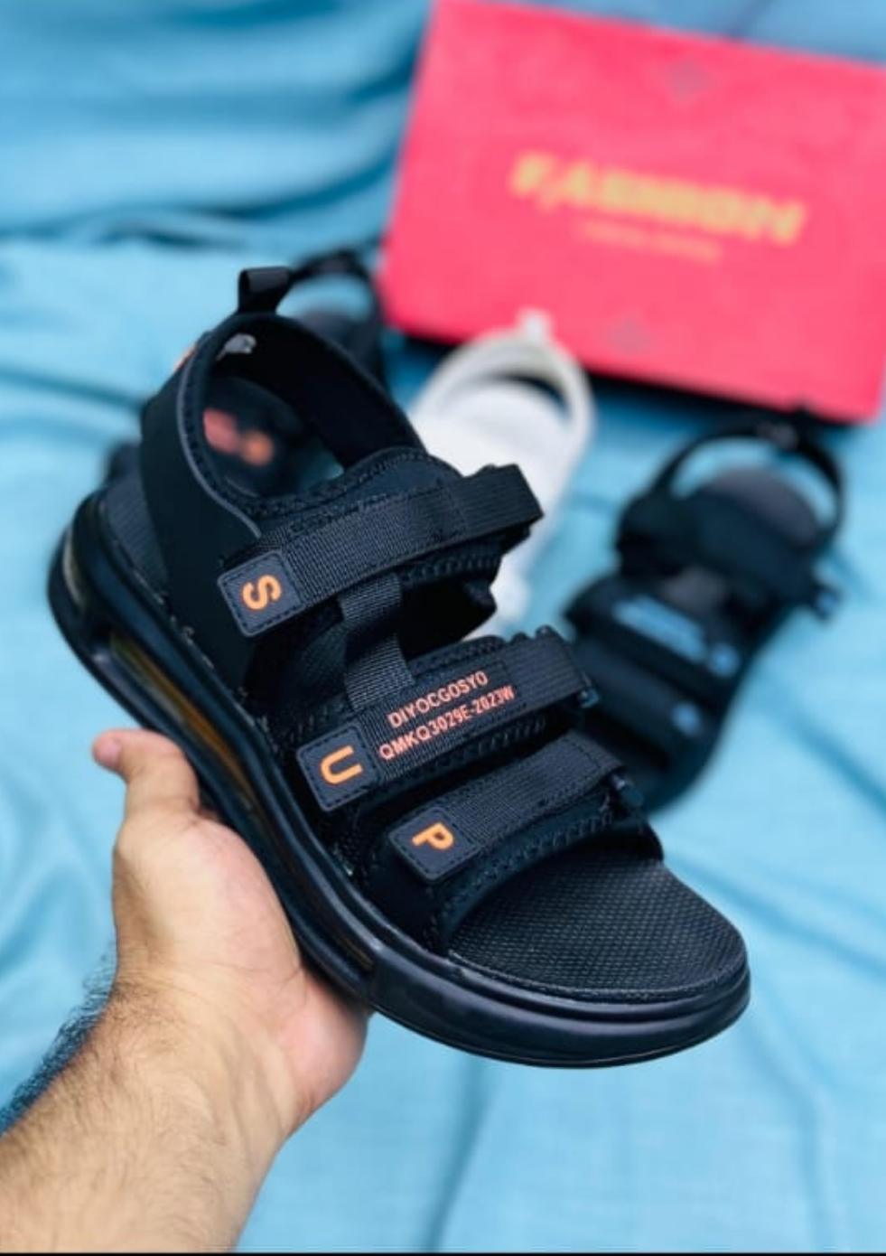 Soft Sole Sandals - Black/Orange
