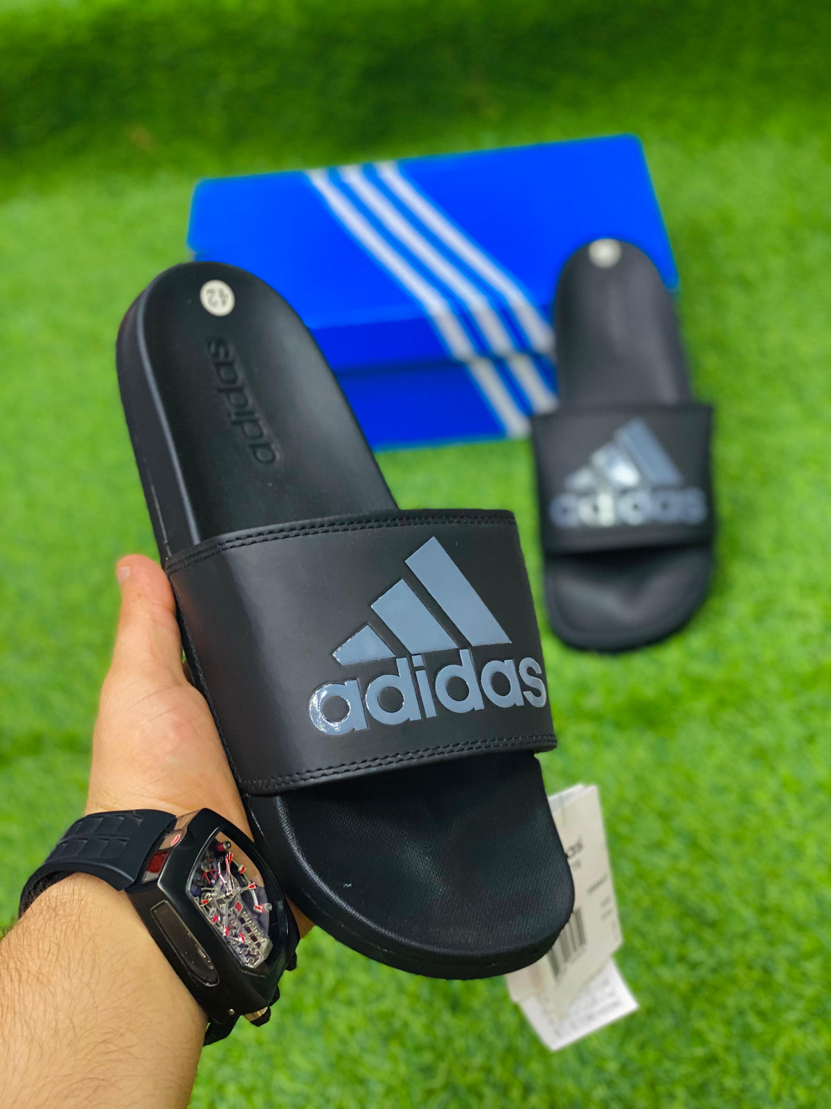 AD Soft Sole Slides - Black/Blue