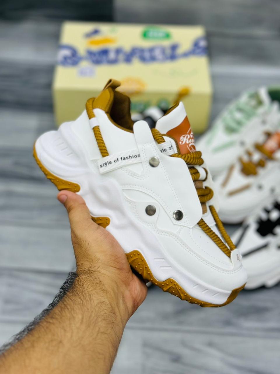 Fashion Sneakers High Sole - White/Brown