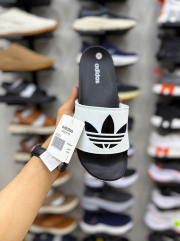 AD Logo Soft Sole Slides - White/Black