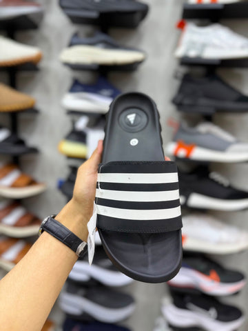 AD Three Stripes Soft Sole Slides - Black/White