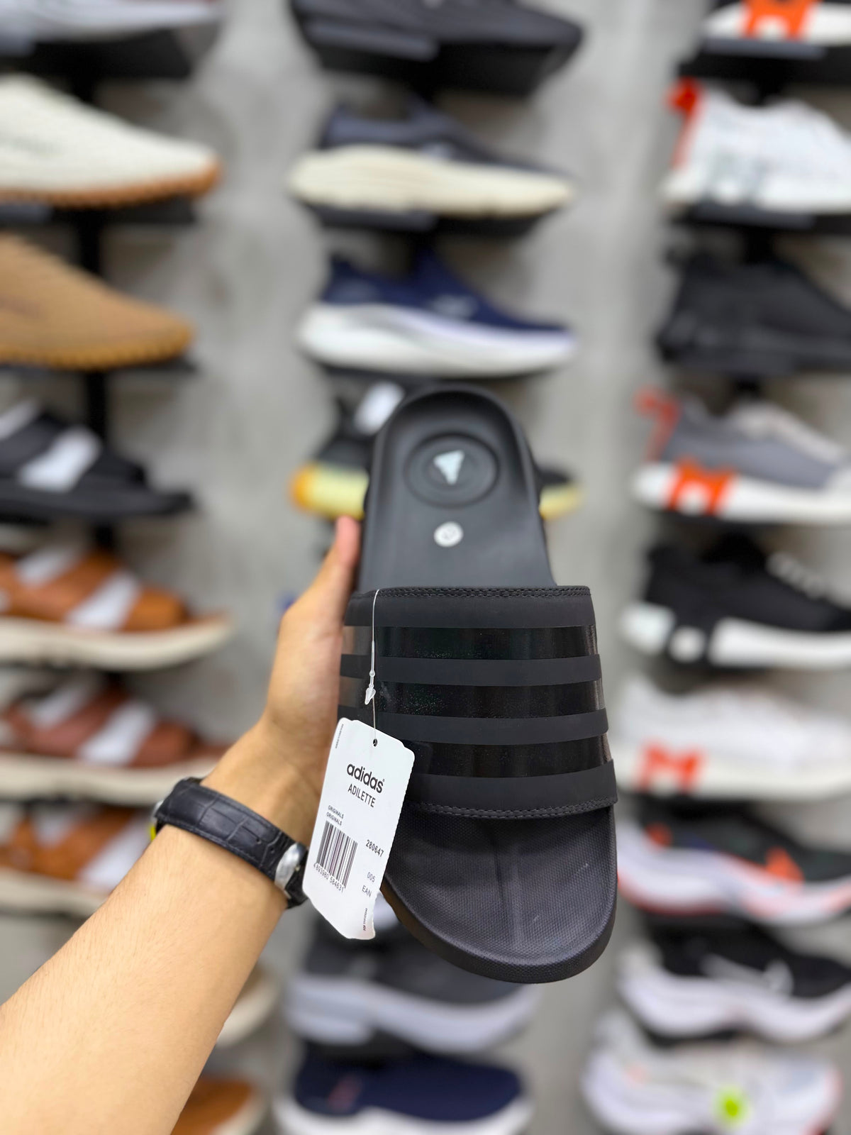 AD Three Stripes Soft Sole Slides - All Black