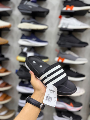 AD Three Stripes Soft Sole Slides - Black/White