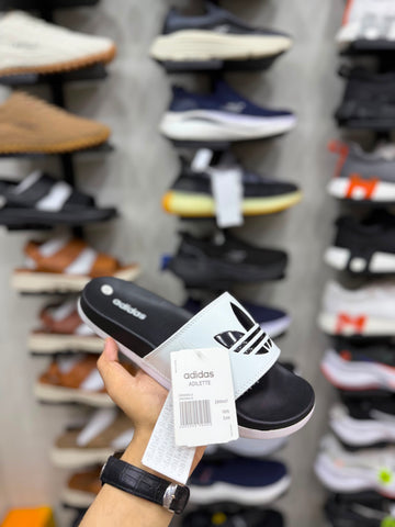 AD Logo Soft Sole Slides - White/Black