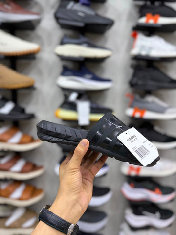 AD Three Stripes Soft Sole Slides - All Black