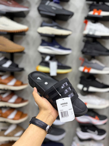AD Three Stripes Soft Sole Slides - All Black