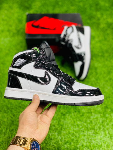Nk Air Jordan 1 Black/white high OG shiny