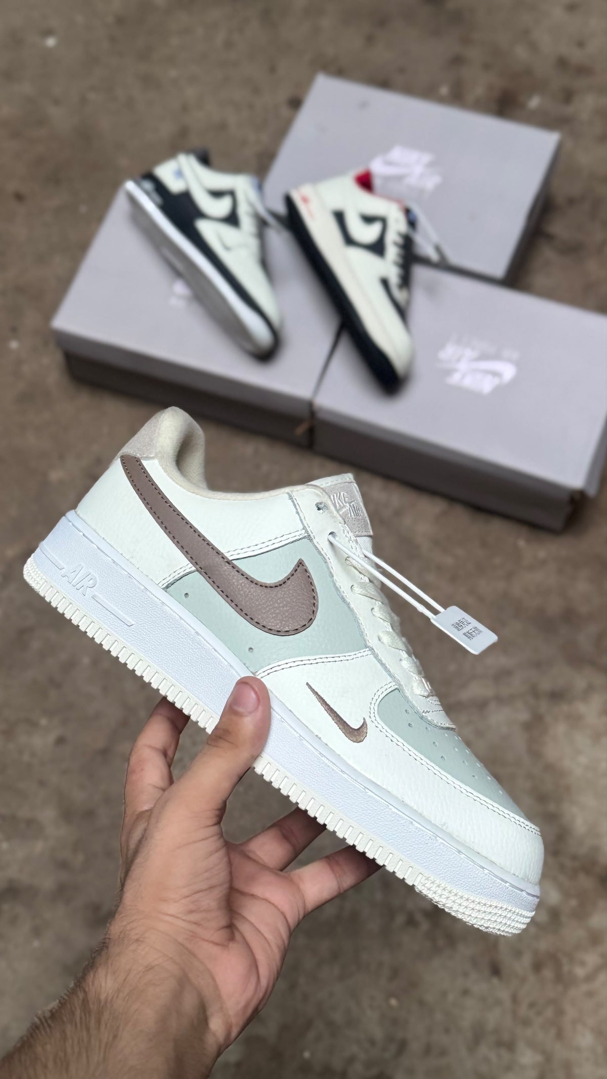 Nk Air Force Beige/Brown Premium Quality (Dot Perfect)