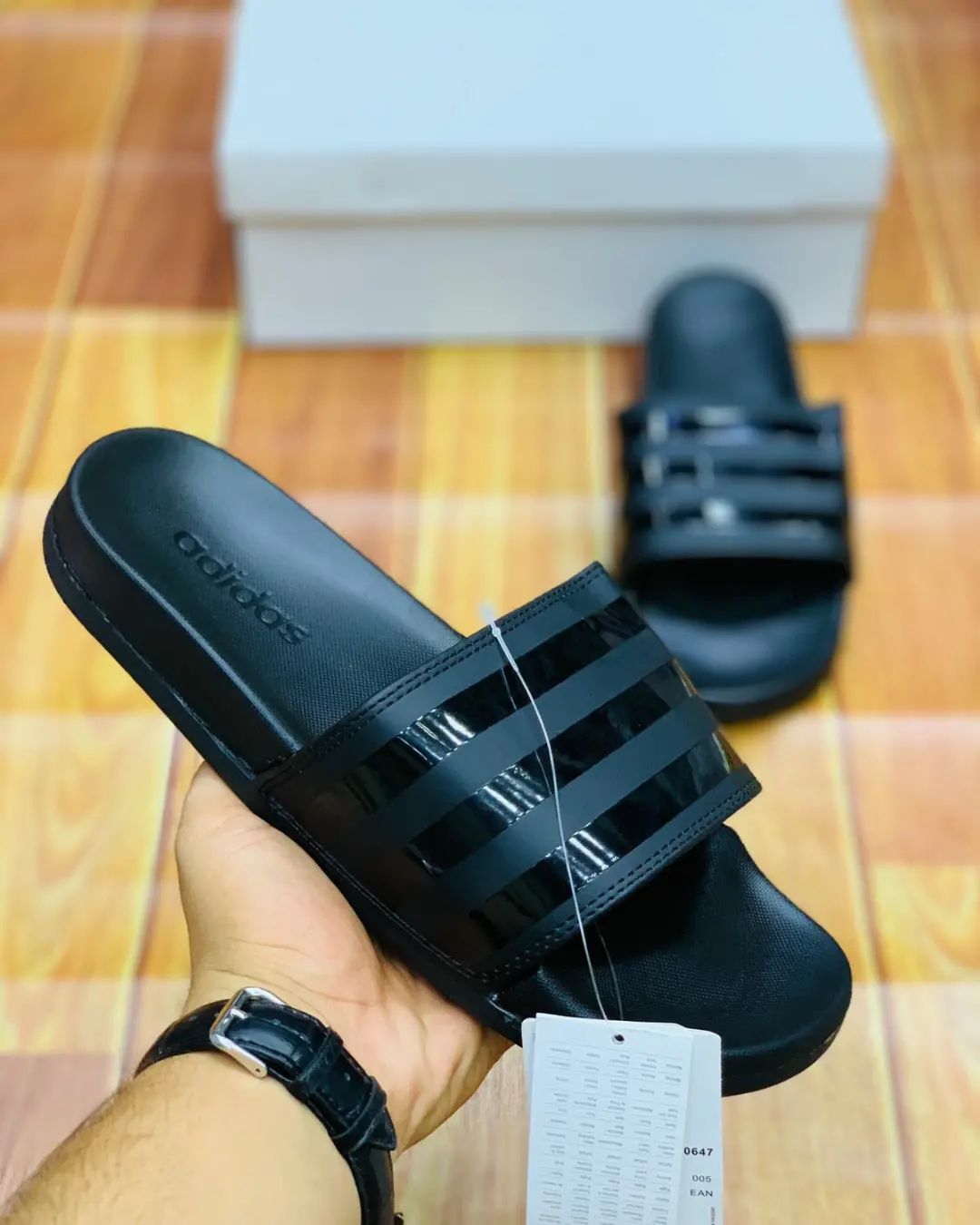 AD Slides Three Stripes - All Black