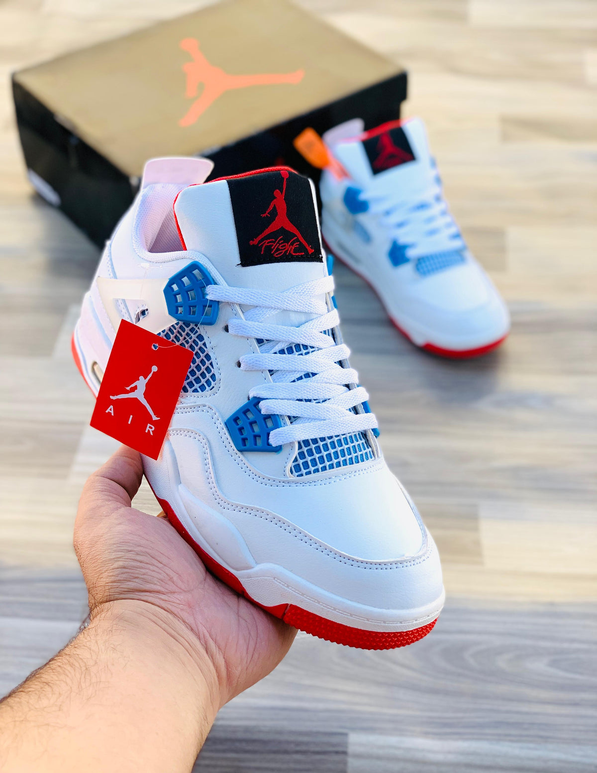 Nk Air Jordan 4 White Blue Combo